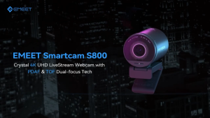 EMEET S800 Webcam 4K Ultra HD Streaming HDR USB Web Camera With Sony Sensor (1/2") Video Calling and Recording Noise-Reducing Dual Microphone For Computer Mac Laptop Desktop Online Meetings