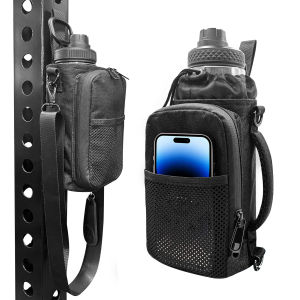 Adjustable Magnetic Water Bottle Holder for 10-46oz Stanley Cup with Phone Pocket Elastic Strap Gym Fitness Carrier