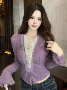 GUZILIAN | V-Neck Long Sleeve Blouse with Bell Sleeves and Waist Cincher