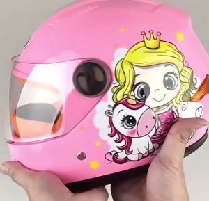 3-15Y Pink Motorcycle Helmet Full Face for Kids Girl Protective Safety