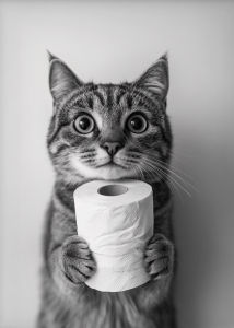 Highland Cow Otter Cat Raccoon with Toilet Paper Poster Print Canvas Painting Bathroom Wall Art Funny Toilet Humor Home Decor