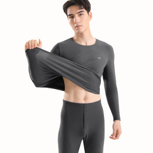 Septwolves Mens Thermal Underwear Long Sleeve Cotton Base Layer Clothing Thin White Long Johns Suitable for Autumn And Winter