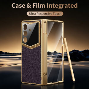 szhaiyu | Case For Samsung Galaxy Z Fold Ultra 8 Fold 7 Fold 6 With S Pen With Screen Glass Film With Hinge Protector Leather Armor Cover