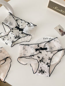 ต่ํา เอว ลูกไม้ กางเกงใน ผู้หญิง ฤดูร้อน ลายดอกไม้สไตล์จีนใหม่แบบบาง โปร่งแสง Pure Desires Triangle กางเกง ระบายอากาศได้ดี ไนลอน