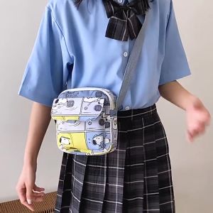 กระเป๋าสะพายไหล่ ทรงสี่เหลี่ยม ขนาดเล็ก ลายการ์ตูน Snoopy น่ารัก และสําหรับสตรี การใช้งานโทรศัพท์มือถือได้