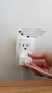 Electrical Outlet Extender with Adjustable Length 180° Rotating Punch-free USB-A USB-C and 2 AC Power Socket Expander