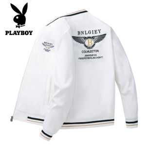 Playboy Mens Jacket Embroidery Fashion Bomber Jacket Casual Baseball Uniform European Station Handsome and Versatile
