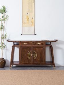 New Chinese Style Real Wood Entrance Cabinet Multi-Functional Living Room Table with Zen Decorative Elements