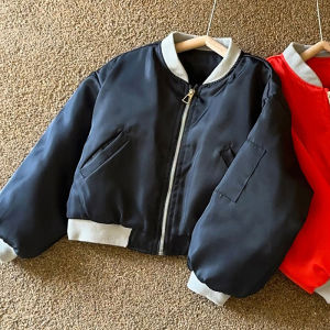 Autumn Winter Cotton Jacket Boys Girls Childrens Clothing Short Style Baseball Uniform Block Cotton Warm Windproof Waterproof
