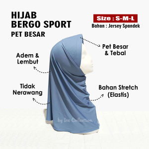 Hijab Bergo Sport Pet Tebal Kerudung Pet Besar Jilbab Instan Jersey Bergo Oval Hamidah