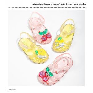 รองเท้าแตะ PU สำหรับเด็กผู้หญิง ทรงหัวกลม พื้นยางกันลื่น สวมใส่สบาย รองเท้าแตะแบบมีสายรัดข้าง สำหรับเด็กอายุ 1-6 ปี