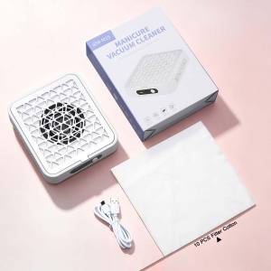 DianaBeauty Powerful 4200RPM Nail Vacuum Cleaner Portable Mini Nail Dust Extractor with Rhinestone and 10PCS Filter Cotton