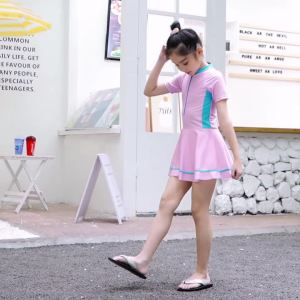 Đồ Bơi Liền Thân Bé Gái Mới 2025 UPF50+ In Hình Tay Ngắn Size L-5XL Chất Liệu Microfiber Dệt Kim