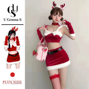 U Gonna S Đồ lót giáng sinh cho nữ đồ ngủ màu đỏ không tay Bodycon v-cổ hở lưng nâng ngực thời trang đàn hồi ngủ bên 2025 thiết kế mới quà tặng cho bạn gái