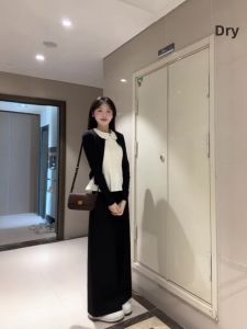 GUGUXIAONIU | Korean Style Lazy Wear Set Black Knit 3 Pieces