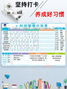 Time Management Plan Wall Sticker School Schedule Study Self-Discipline Chart Winter Vacation Punch Card Magnetic Teaching Aid