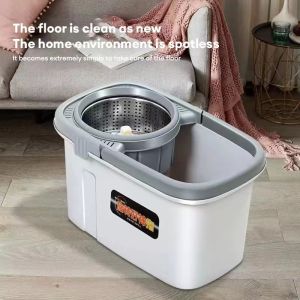 🔥 [Ready Stock]🔥 360 ° Rotating Mop Ultra fine Fiber Detachable Mop Bucket Set 2-in-1 Hand Free Floor Cleaning Mop with 2 Mop Pads and 4 Wheel Bucket Rotating Mop
