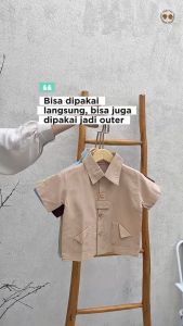 MARVES Jaewoon Atasan Kemeja Anak Laki Laki Polos Lengan Pendek Bahan Linen Usia 1 Hingga 14 Tahun