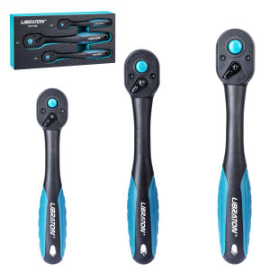 Ratchet Set 3PCS 1/4" 3/8"1/2" Ratchet Handle with Teardrop Head Quick-Release Ratchet Set with Comfort Grip 72 Teeth Wrench