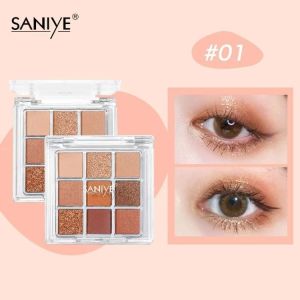 SANIYE 9 Warna Eyeshadow Palette Waterproof Nude Glitter Eye Shadow