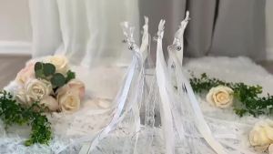 10-60Pcs Light up Wedding Wands LED Ribbon Wands Sparklers with Bells Wedding Exit Send Off Dance Floor Props Wedding Favors