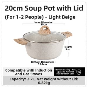 CAROTE | Titanium Non-Stick Pot for Home Cooking Soup Stew Frying Steaming