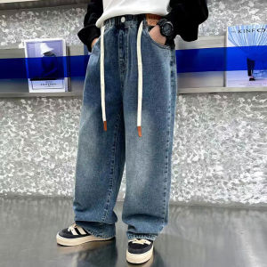 Trendy Straight Leg Jeans for Boys 12 Years Old And above Spring Autumn New Style Long Pants Handsome Childrens Denim