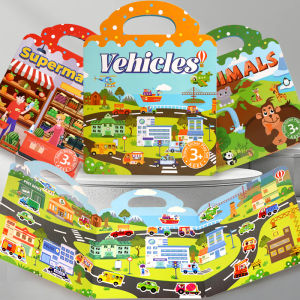 Children Portable Quiet Busy Paste A Book DIY Reusable Sticker Books Multi-scene Bubble Sticker Jelly Paste Sticker Toys