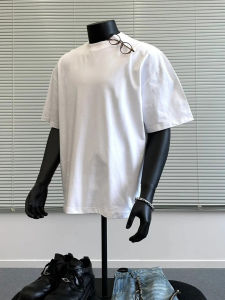 Mens Summer Loose Fit Cotton T-Shirt Three-needle Heavyweight Short Sleeve American Style Solid Color Versatile Half Sleeve