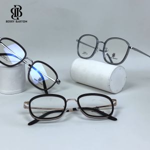 Berrybarton Kacamata Bulat Anti Radiasi Blueray Photocromic Kacamata Minus Bahan Metal PC Pria Wanita K0047