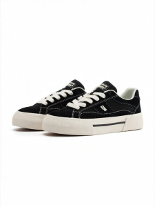 VEEMES | Black Suede Casual Shoes for Couples Thick Heel Increasing