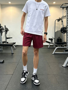 ZHUOCAN | Burgundy Breathable Thin For Summer American Style Mens Mid-thigh Shorts