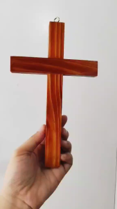 Wooden Cross 8 inches Mahogany Color Wall Art for Home Décor