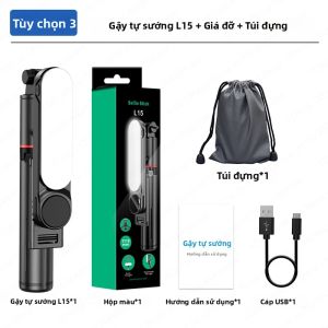TOKQI | Gậy Tự Sướng Kiêm Chân Máy Ảnh TOKQI L15 Có Thể Gập Gọn Tích Hợp Đèn Fill Light Và Điều Khiển Từ Xa Bluetooth Dành Cho Điện Thoại Thông Minh Android Và iPhone