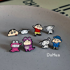Cute Cartoon Waxed Paper Crayon Character Asymmetric Unusual Girl Funny Stainless Steel Needle Ear Studs Earrings Fashion Jewelry