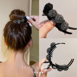 Korean Full Diamond Bun Grip Womens Back Head Elegant Hair Clip Large Updo Gadget Clip Acrylic Headwear