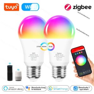 Tuya 3.0 WiFi/zigbee หลอดไฟ LED Alexa โคมไฟ E27หลอดไฟสมาร์ทโฮม RGB ใช้ได้กับ Alexa Google Assistant Smartthings