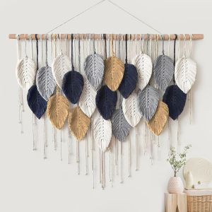Nordic Style Cotton Wall Hanging Decorations Baskets Weaving Colorful Leaf Background Wall Art for Living Room And Bedroom