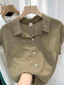 NUANKONG | Stylish Design Loose Fitting Chiffon Short Sleeve Shirt