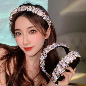 Pleated Zircon Headband Korean Fashion Elegant Hair Band Women Hair Accessories for Girls