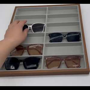 12 Slot Sunglasses Display Tray / Walnut Wooden Glasses Organizer / Eyewear Jewelry Storage Rack