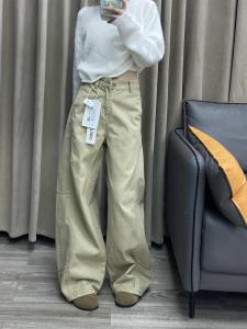 Khaki Lazy Bf Style Casual Jeans Womens Small Size High Waist Loose Meat Concealing Slim Straight Wide Leg Long Pants