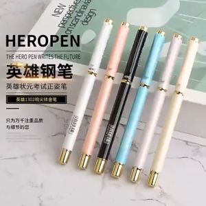 Viết máy Hero 1302 tạo nét thanh đậm có gờ chống trượt cố định tay cầm ngòi mài sắc nét thiết kế tinh tế sang trọng có thể thay ngòi vỏ kim loại -Bút máy học sinh bút máy bút mực bút trẻ em