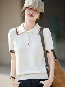 YUEXINYIRONG | Cotton Polo Neck Comfortable Knit T-shirt
