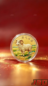 Luckycharm168 2027 Goat Year Lucky Golden Coin Double Sided Feng Shui Lucky Coin Wealth Blessing Collectible Gift