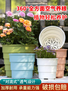Root-Controlling Breathable Resin Thickened Plastic Flower Pot Large Green Mountain Gallon Basin Chinese Rose Hydrangea the Gentleman Orchid Special Basin