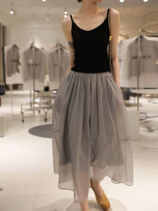 Elegant French Style Half Skirt for Women Summer Lightweight Versatile A-Line Midi Dress Polyester Material Nature Waist