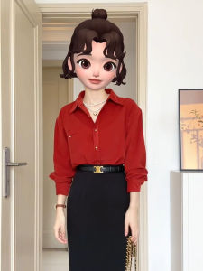 เสื้อเชิ้ตคอโปโลผู้หญิงสไตล์วินเทจฝรั่งเศส ผ้าคอร์ดูรอย ทรงหลวม ลำลอง เรียบง่าย หรูหรา สำหรับเดินทางไปทำงานในฤดูใบไม้ร่วงและฤดูหนาว