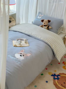 Pure Cotton Bedding Set for Dormitory Students Double Layered Curtain Single Person Quilt Cover Sheet Bed Canopy Four Piece Set