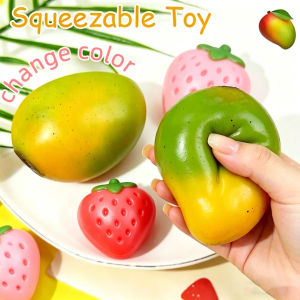 Mango Squishy Slow Rising Crystal stress relief toy Stress Ball Strawberry Fruit Squishies Sensory Fidget Toys for Adults gifts
